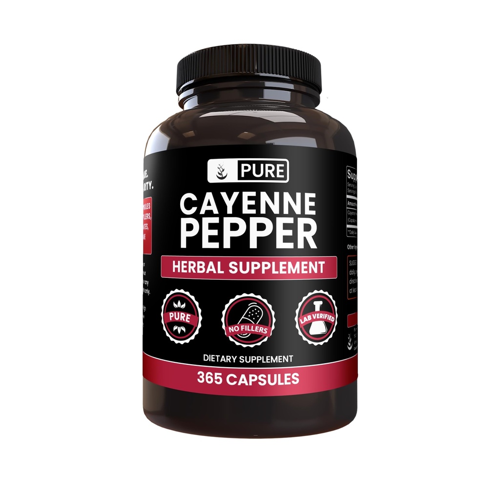 PURE ORIGINAL INGREDIENTS Cayenne Pepper (365 캡슐) 마그네슘 또는 쌀 필러 없음, 순수, 실험실 검증