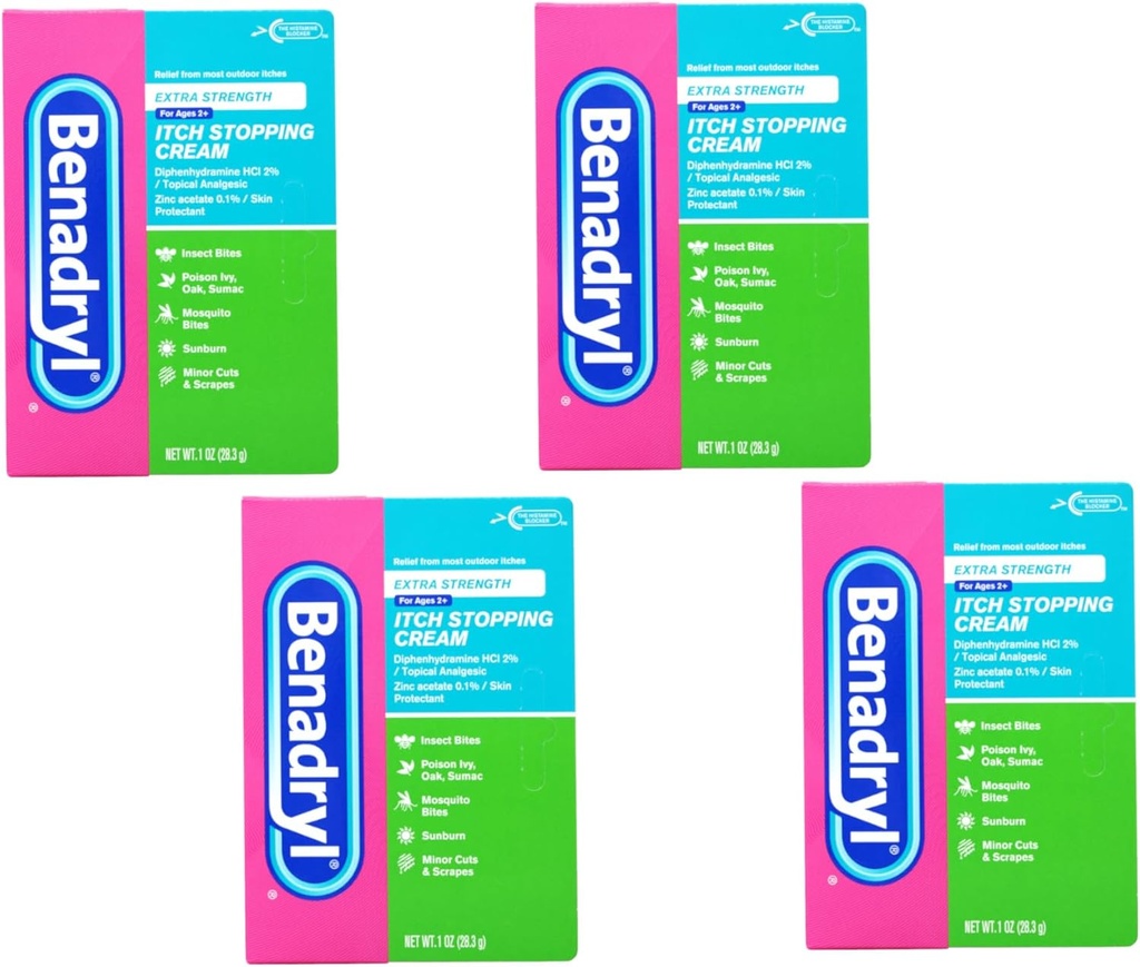 Benadryl Itch Stopping 크림 여분 힘 1개 oz (포장 4)