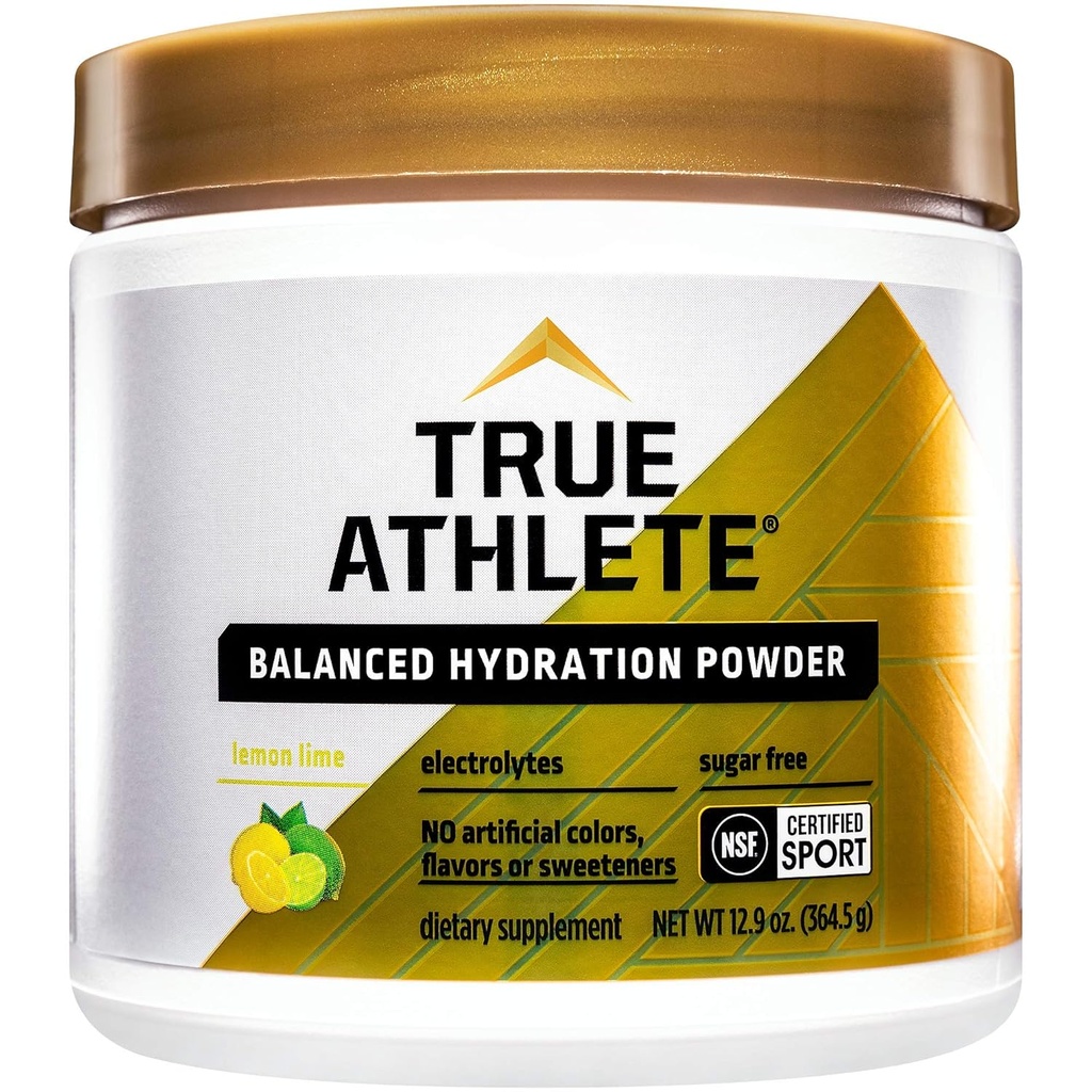 True Athlete Balanced Hydration Powder, 레몬 라임 맛, 운동하기 전에 Hydration을 촉진, 스포츠 (12.86 온스 분말)에 대한 NSF 인증