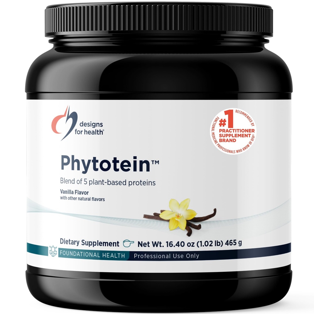 건강 Phytotein Vegan 단백질 분말을 위한 디자인 - 20g 유기 쌀, Sacha Inchi, 호박 씨앗, 해바라기 씨앗 & 완두 단백질 분말 혼합 - 크림 텍스처, 바닐라 식물 단백질 (465g)