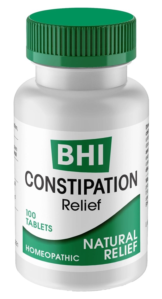 BHI 변비 완화 천연 안전 대상 Homeopathic 활성 성분 Relieve Bloat Discomfort, 여성 및 남성을위한 Bowel Back-Up & Irregularity - 100 정제