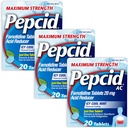 Pepcid AC 최대 힘 Heartburn 기복 정제는, 막고 & Heartburn & 산성 Reflux 산 Indigestion, 20 mg Famotidine, ICY 차가운 Mint 풍미, Multipack, 3 x 20 ct로 갖춰집니다