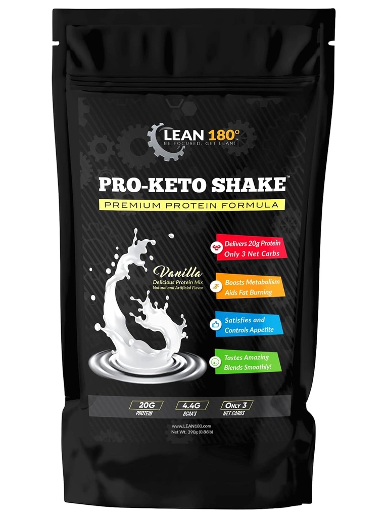 Pro Keto Shake - Keto 및 All Diets 체중 감량을위한 최고의 Tasting 낮은 Carb 낮은 Sugar Clean Protein Shake (Vanilla)