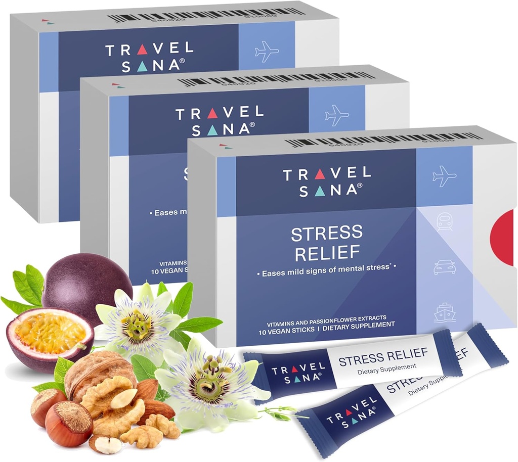 Stress Relief |Passionflower 200mg |비타민 B6, B12 |Premium |자연 보충 |여행 중 스트레스를 완화 |Fast-Acting | 10 Sticks (Pack of 3)