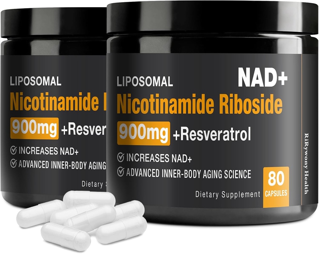 NAD 보충 - 니코틴 아미드 Riboside (NR) 및 Resveratrol Quercetin 900mg 셀룰러 수리를위한 순수 유기 NAD 플러스 건강한 노화 뇌 기능 (2 팩)