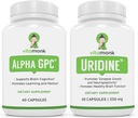 VitaMonk Alpha GPC 및 Uridine Stack - Mr Happy Stack - 인공 필러가없는 Uridine Monophosphate - Bioavailable Choline Supplements는 Cognition, Focus, Mental Clarity를 촉진합니다.
