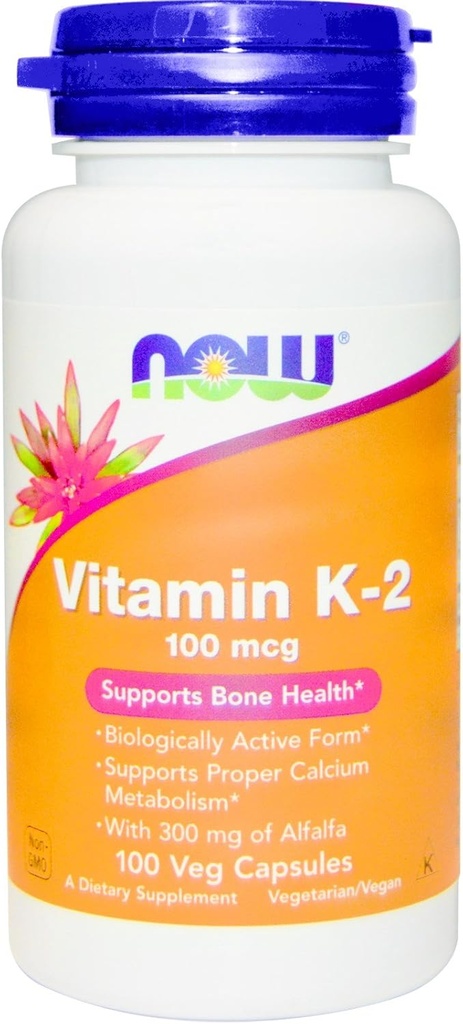 NOW 식품 비타민 K-2,100mcg, 100 캡슐 (포장 2)
