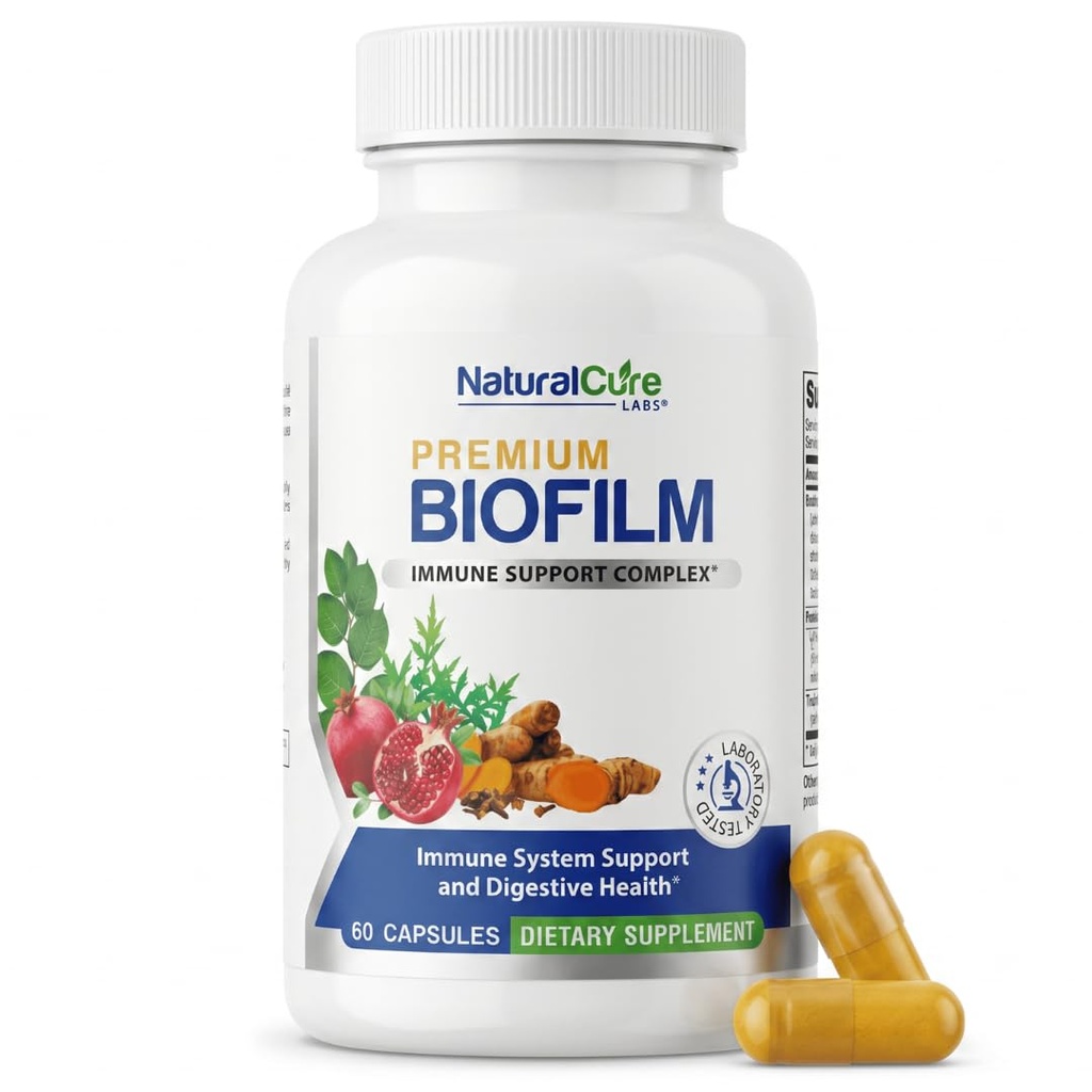 Natural Cure Labs Biofilm Complex – 프리미엄 바이오필름 포뮬레이션 & 허브 | 바이오필름 제품 Digestion & Immune Support | Vegan, Non-GMO, 글루텐 프리 | 바이오필름 방산 및 구트 건강 보충