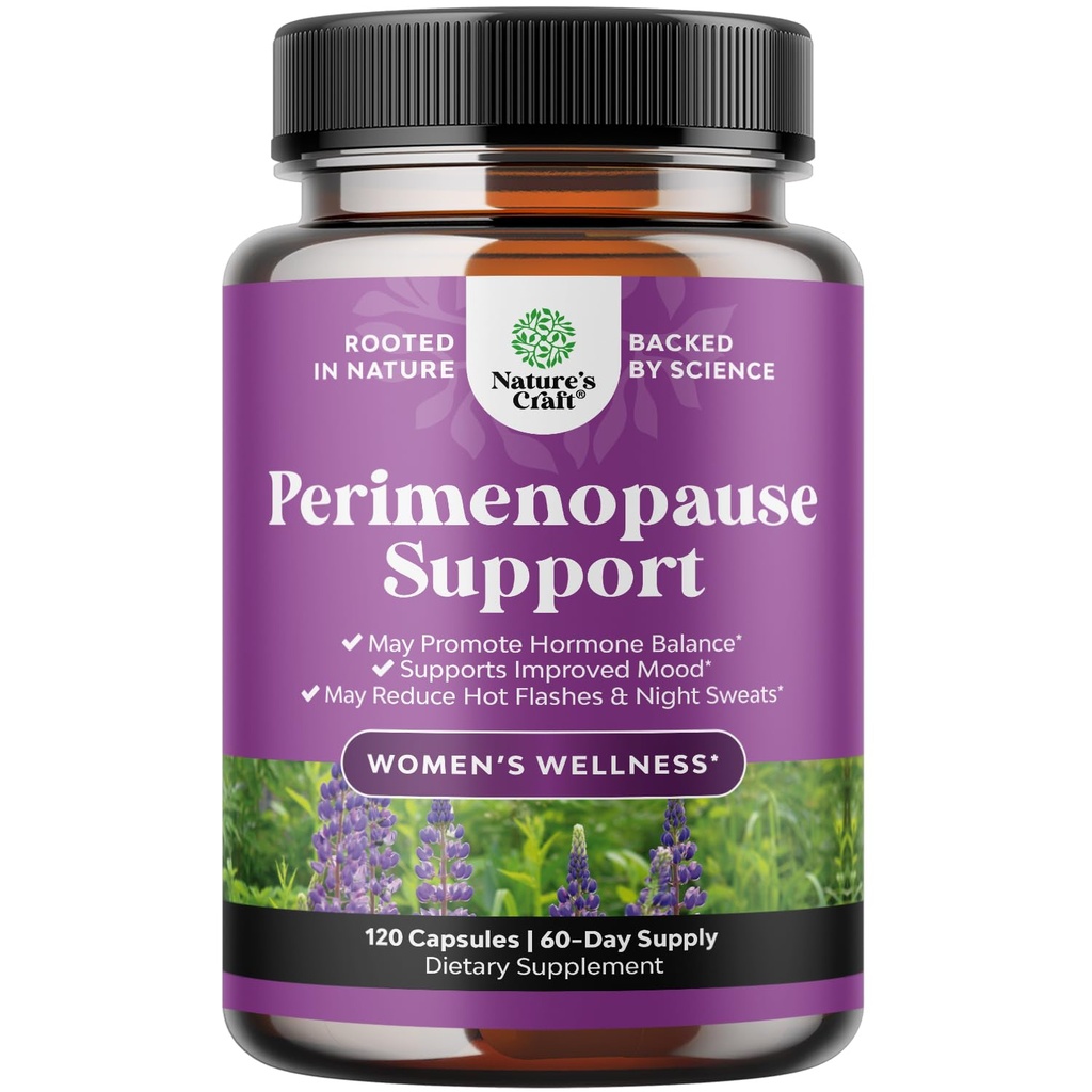 여성을위한 완벽한 Perimenopause 보충 - Maca Root Vitex Berry & Black Cohosh와 함께 여성을위한 Multibenefit Menopause Ease는 뜨거운 플래시 나이트 땀 호르몬 균형과 무드 지원 (2 개월)