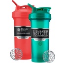 BlenderBottle Classic V2 Shaker Bottle Perfect for Protein Shakes and Pre Workout, 28-Ounce (2 팩), 레드, 그린