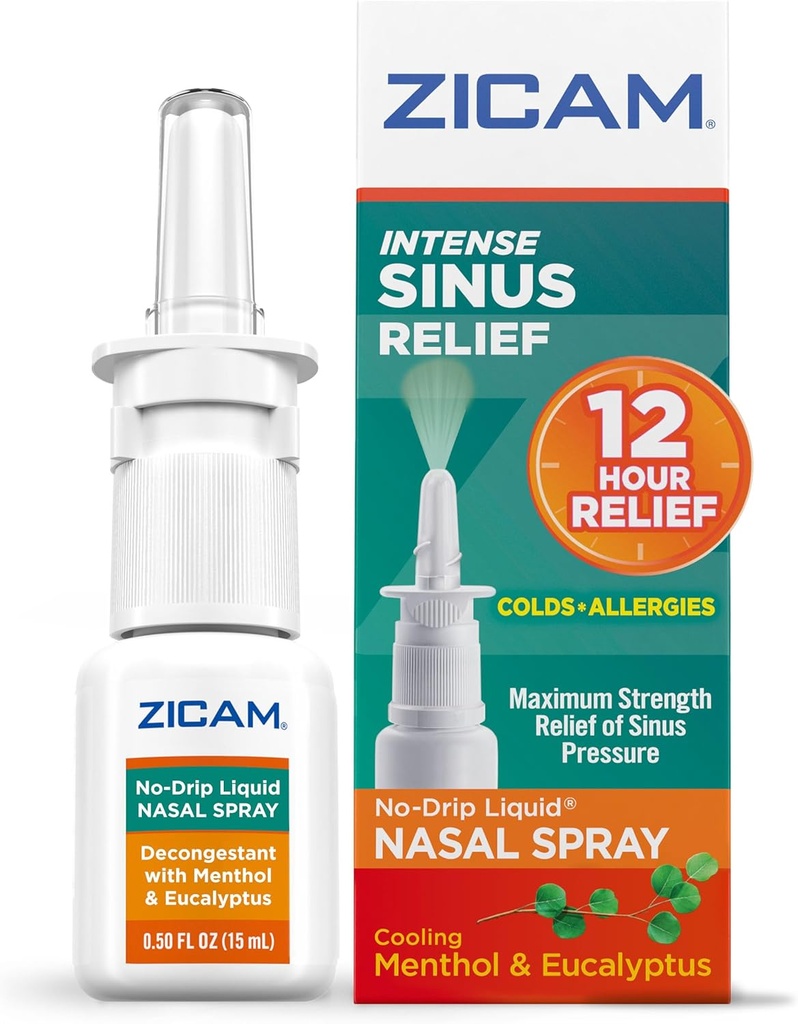 Zicam Intense Sinus Relief No-Drip 액체 Nasal 스프레이 냉각 Menthol & Eucalyptus, 0.5 Ounce (1의 포장)