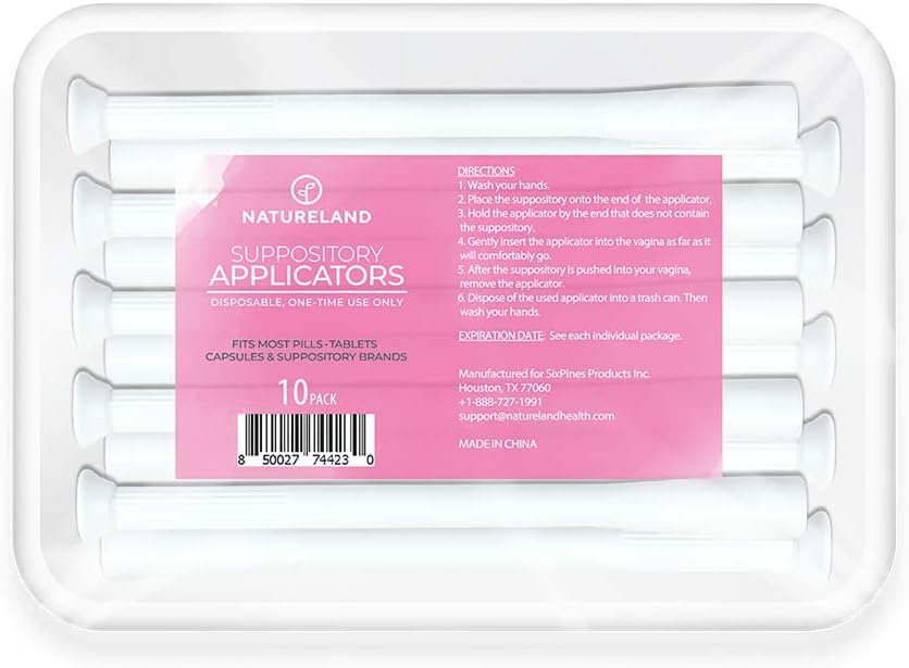 Natureland [10 Pack] 여성을위한 질 좌약 응용 프로그램, 알약을위한 부드러운 팁 보조 도구, pH 밸런스 정제 좌약, 개별적으로 포장 (큰 팁 애플리케이터)