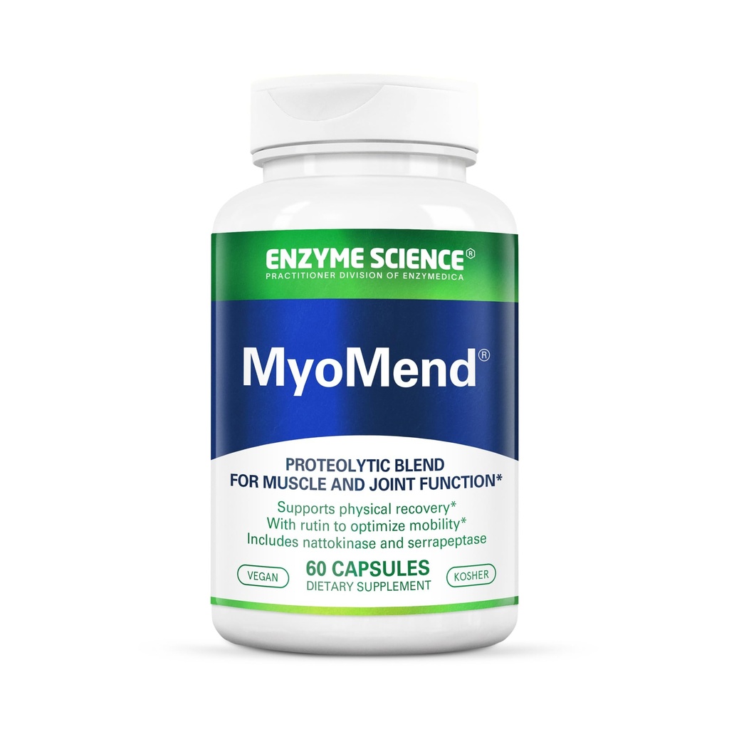 효소 과학 Myomend, 60 캡슐 - 근육 및 관절 지원 - Bromelain과 Rutin과 공식화 - 효소 건강 보충 - Vegan과 Kosher