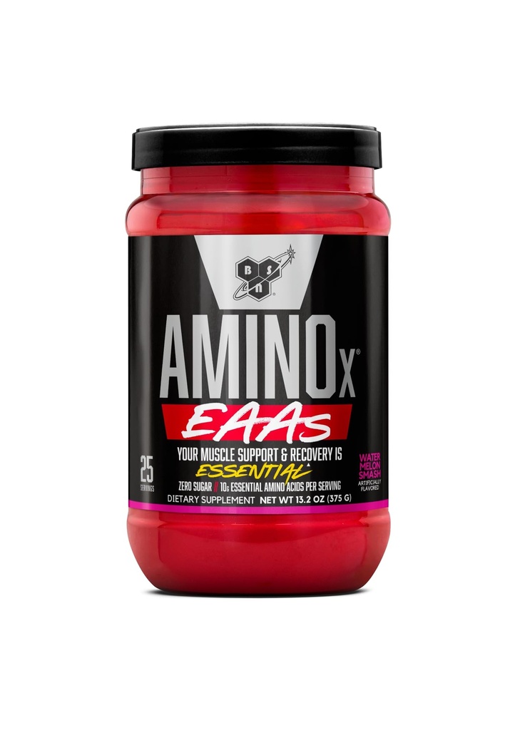 BSN 아미노 X EAAs의 근육 회복 & 내구시간, 10g 필수 아미노산, 5g BCAAs, 영 설탕, 카페인 자유로운, 수박 비말, 13.2oz의 25의 서빙