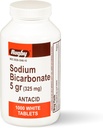 럭비 나트륨 중탄산염 325 mg Antacid 정제 - Heartburn, Sour Stomach & Indigestion, 1000 조사 (1 팩)를 위한 기복