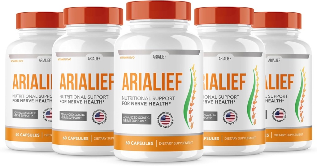 (5 팩) Arialief Sciatica Nerve 지원, Arialeaf 진보된 Nerve 건강, Arialeaf 주요한 팔 Sciatica, Aria 잎 Primepalm Aria Lief, Nerve 안전 보충교재 Sciatic Soothing (300의 캡슐)
