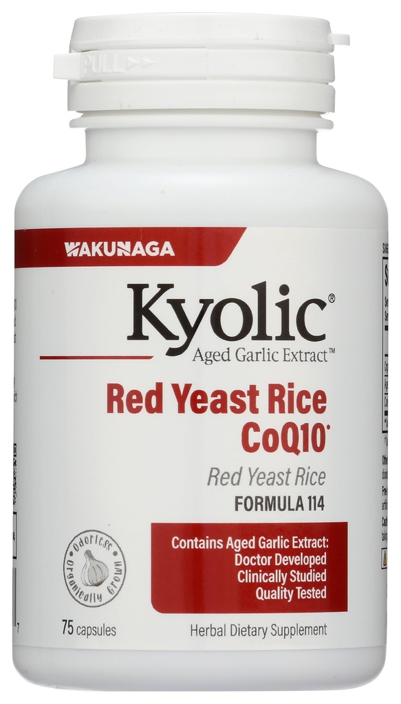 Kyolic Aged 마늘 추출물 공식 114, 빨간 효모 밥 CoQ10, 75의 캡슐