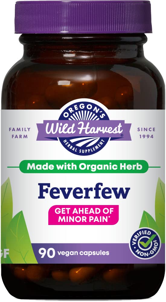 Oregon 's Wild Harvest Non-GMO Feverfew (F.D.), 유기농 초본 보충제, 90 카운트