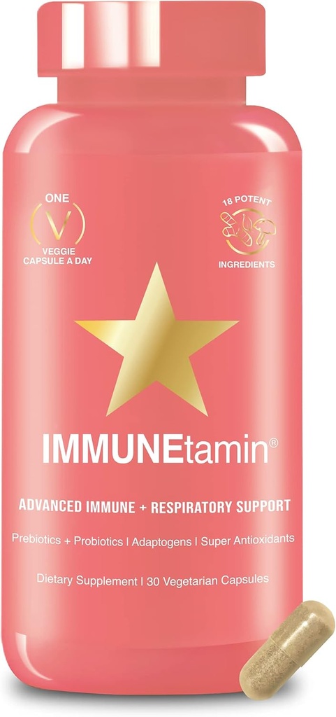 HAIRtamin IMMUNEtamin Immunity 부스터 캡슐 호흡 지원 | 천연 면역 지원 보충교재 & 산화 방지제 | 매일 Multivitamin w/Elderberry, 비타민 C, 아연, 비타민 D3