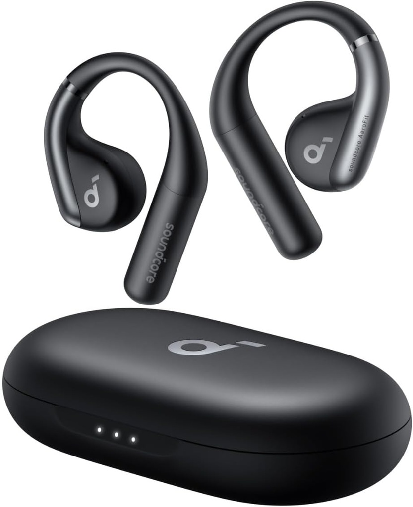 Anker, AeroFit Open-Ear 헤드폰, Ultra Comfort, Snug Fit, 인체 공학적 이어 훅, 밸런스 사운드, IPX7 방수, 42H 재생 시간, 소형 친화적 인, 앱 컨트롤, 명확한 통화, 무선 이어버드