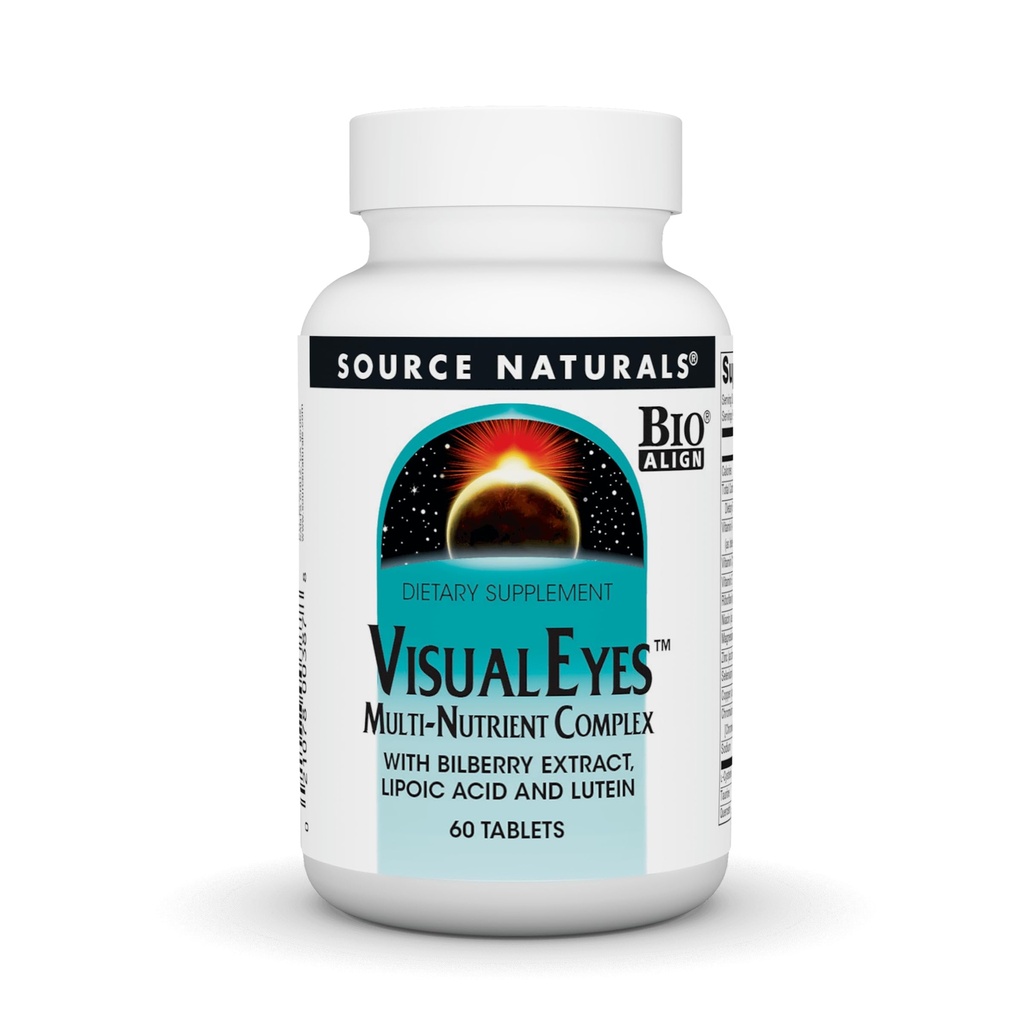 Source Naturals Visual Eyes Dietary Supplement - Bilberry Extract, Lipoic Acid 및 Lutein이있는 멀티 너트 복합체 - 60 정제