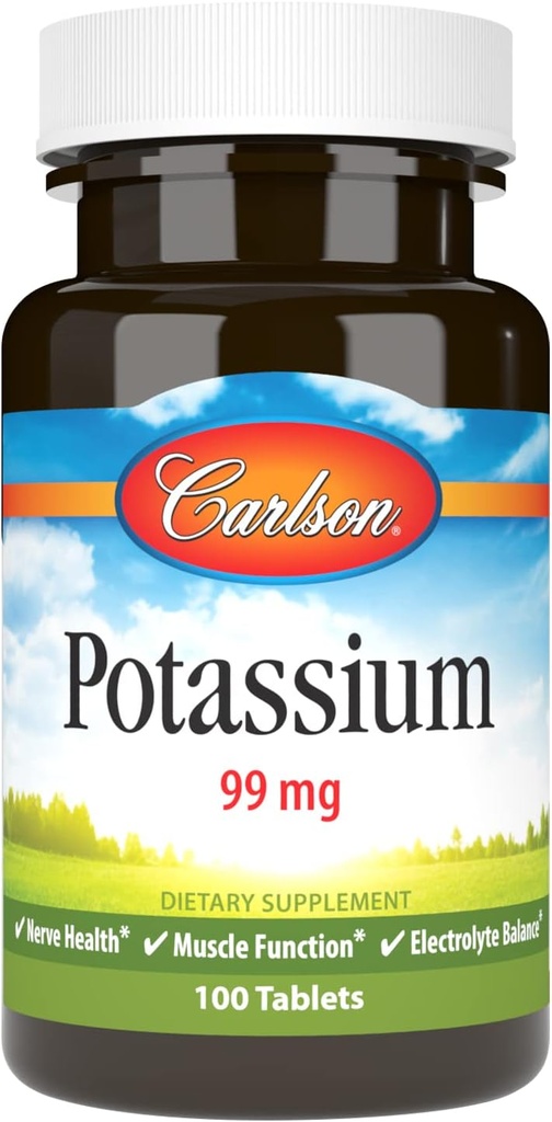 Carlson - 칼륨, 99 mg, Nerve 건강 및 근육 기능, 100 정제 촉진