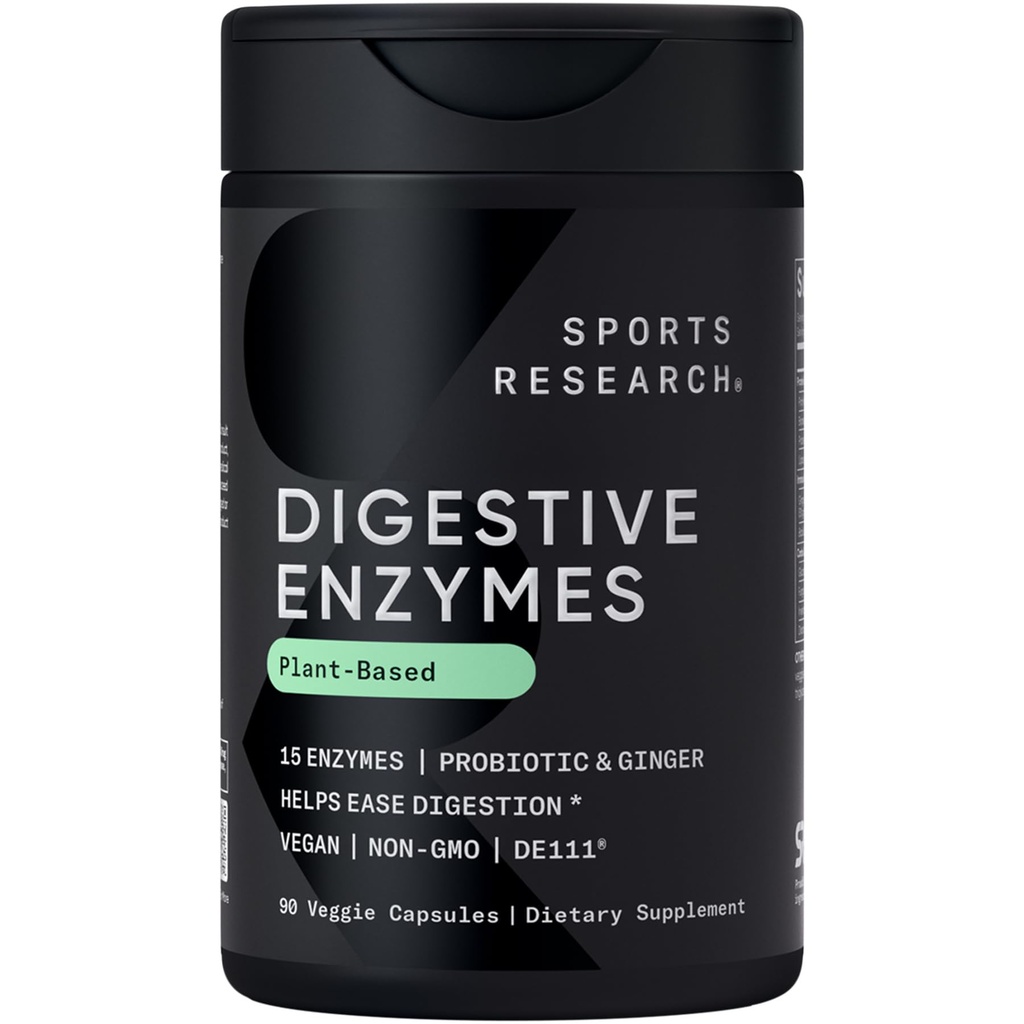 스포츠 연구 Probiotics & Ginger와 소화 효소 - Dairy, Protein, Sugar & Carbs에 근거를 둔 식물 - 비 GMO Verified & Vegan Friendly (90 Veggie 캡슐)