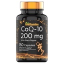 tnvitamins CoQ-10 200mg - 까만 고추 추출물을 가진 150의 캡슐 | 5 달 공급! | 강력한 자유로운 복사 방지제 | 최대 흡수 급속한 방출 캡슐 | Coenzyme Q-10 200 mg