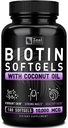 Zeal Biotin 10000mcg 유기 코코넛 오일 Softgels | 비타민 Biotin 보충교재 | 여성 및 남성에 대 한 머리 피부와 네일 비타민 | 6 mo 공급 - 180 젤 캡슐