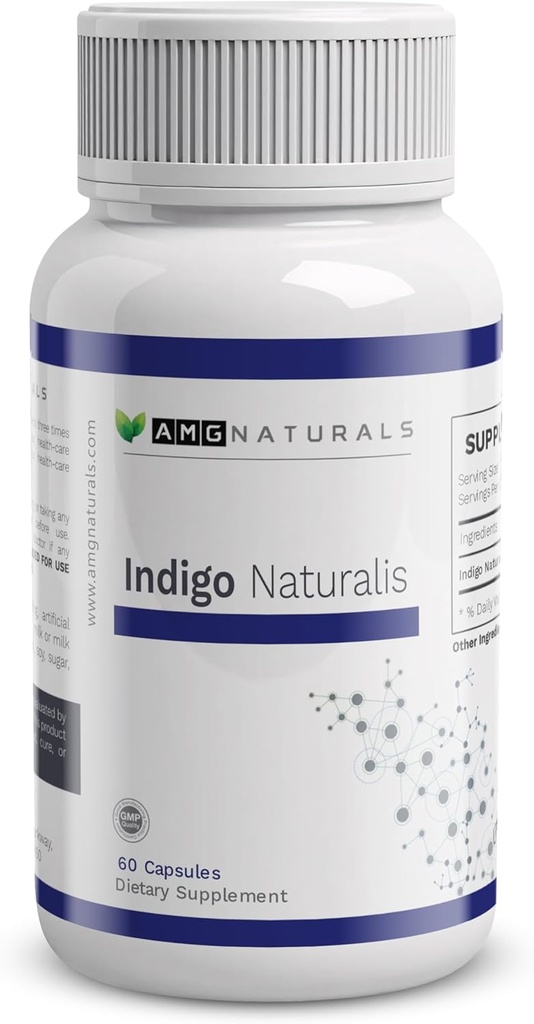 Indigo Naturalis - 60 캡슐의 순수 Indigo Naturalis와 Binders, No Fillers, 아니 Excipients, 아니 보존제 - 전체 허브