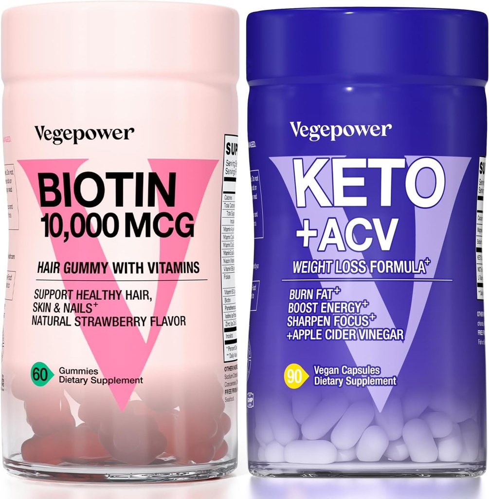 Biotin Hair Growth Vitamins + Premium Keto Pills | Ketosis, Boost Energy & Focus로 에너지에 대한 건강한 피부와 손톱을 지원하고 있습니다 | Non-GMO Vegan 보조제