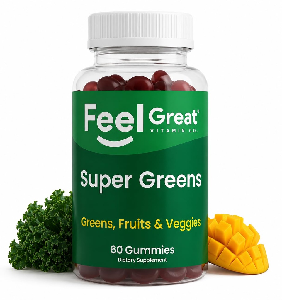 Super Green Superfoods, Broccoli, Kale, Beet Root, Elderberry for Immunity Support - 과일 및 야채 보충 - 수박 맛, 60 구미