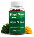 Super Green Superfoods, Broccoli, Kale, Beet Root, Elderberry for Immunity Support - 과일 및 야채 보충 - 수박 맛, 60 구미