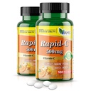 America Medic & Science Rapid-C 500mg 비타민 C 보충교재 (2 팩 100 정제) 에너지 부스터, 매일 면역 체계 지원, 산화 방지제 | Vegan, Non-GMO는 성인 남자 & 여자를 위한 아스코르브산을 입혔습니다