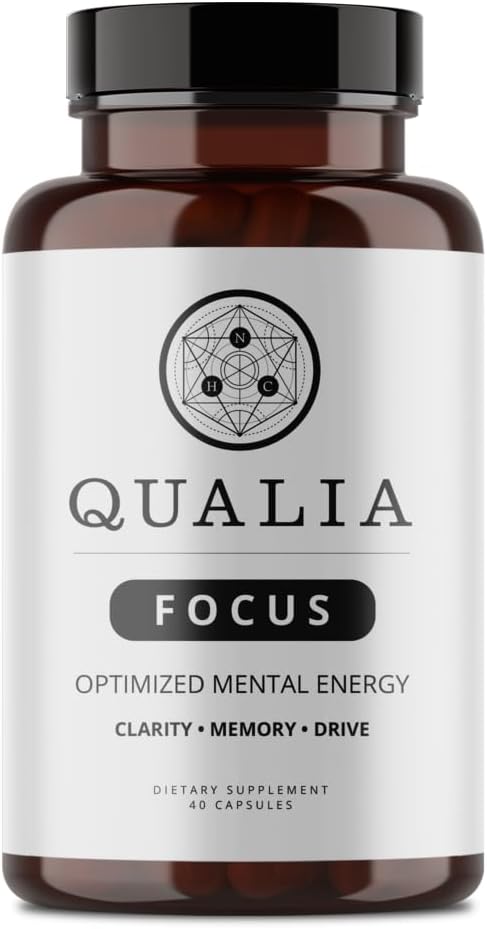 Qualia Focus Brain Booster Supplement | 강력한 Nootropic는 지속되는 정신 에너지, Alertness, Concentration & Memory | Ginkgo Biloba, L-Theanine Plus | 1개월 공급