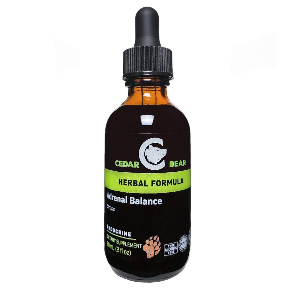 Cedar Bear Adrenal Balance - Adaptogens와 액체 초본 보충은 피로를 피하고 스트레스를 줄이고 에너지 2 fl oz / 60 ml (1 단위)를 증가시킵니다.