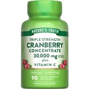 Nature's Truth Cranberry 농축액 약 30,000mg | Plus Vitamin C | Triple Strength Support Capsules | Non-GMO 및 글루텐 무료 보충