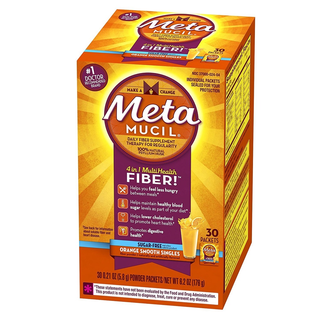 Metamucil 섬유는 매끄러운 짜임새 설탕 자유로운 오렌지를 골라냅니다 - 30의 소포