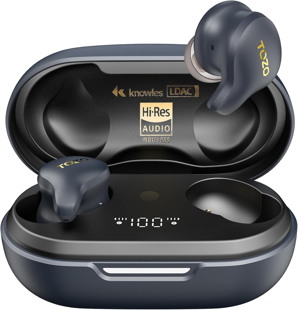 TOZO 황금 X1 무선 Earbuds 균형 잡힌 장갑판 운전사와 잡종 동적인 운전사, Bluetooth 헤드폰 OrigX 직업, LDAC & 안녕 Res 오디오 무선, 소음 제거 헤드폰 은하 파랑/검정