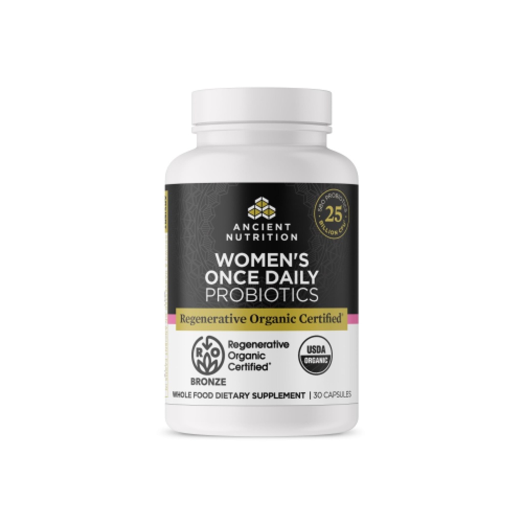 여성을위한 고대 영양 재생 유기 인증 프로바이오틱스, Probiotics Women 's once Daily, 건강한 소화 및 면역 시스템 기능 지원, 25 억 CFUs * Per 서빙, 30 카운트