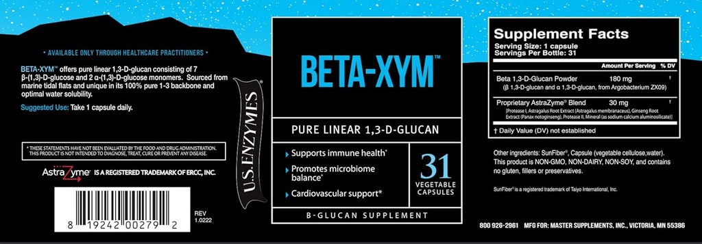 USAEnzymes 미국 효소 BETA-XYM 31 식물성 캡슐. 심장 건강, 대장 건강 및 Bowel 정기적 지원 31 개 (팩 1)