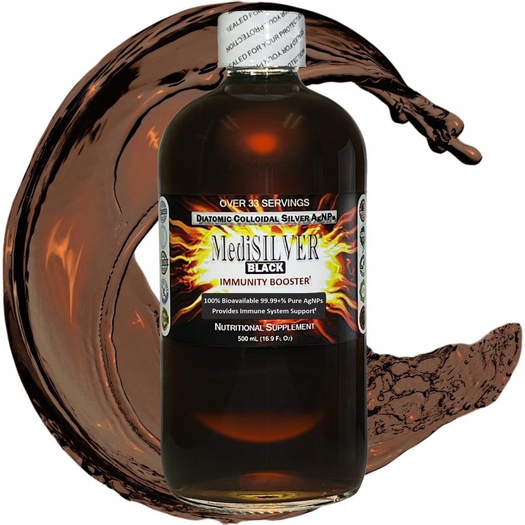 MediSILVER 블랙 Immunity 부스터 Diatomic True Colloidal Silver AgNP Nutrient - 명확한 유리 병에 500 mL