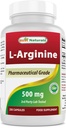 최고의 자연 L 아르기닌 500mg 250 캡슐 - 제약 학년 L 아르기닌 보충제는 산화 질소 종합을 촉진