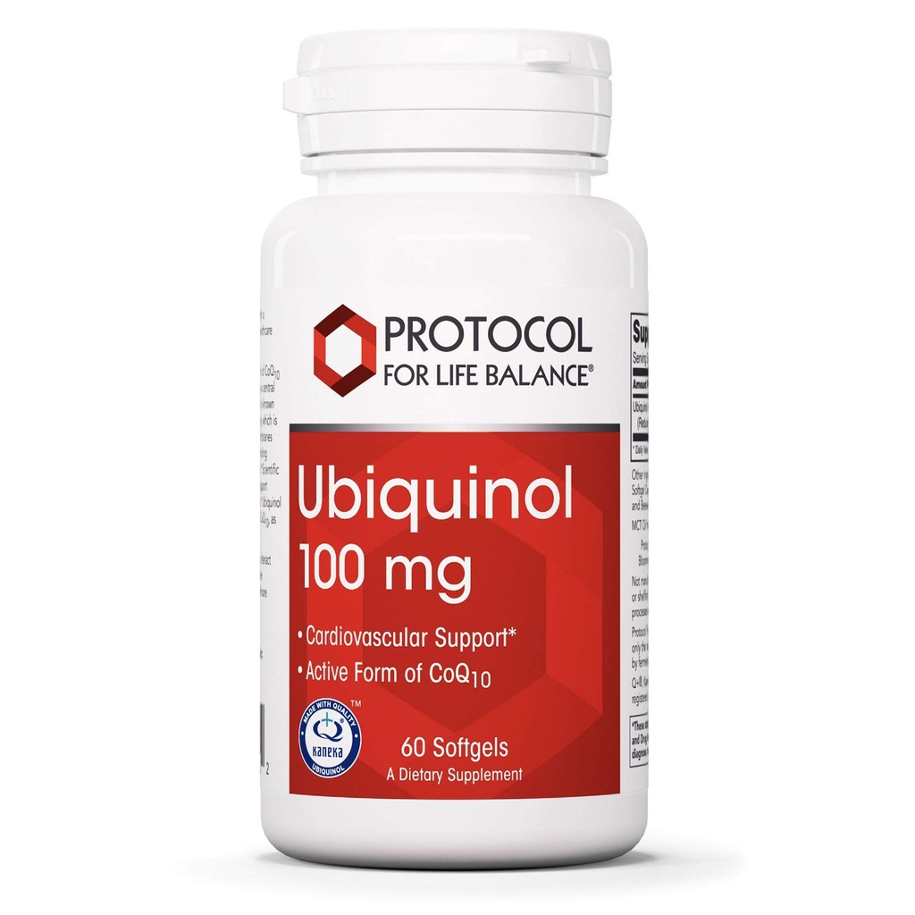 생명 균형을위한 프로토콜 - Ubiquinol 100 mg - CoQ10의 활성 형태와 심혈관 지원, 에너지 생산, 심장 건강, 산화 방지제 활동 - 60 Softgels