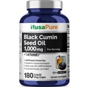 NusaPure 검정씨 기름 180 Softgel 캡슐 (비 GMO, 채식주의자) 감기 압박되는 처녀 Nigella Sativa 당 1,000 mg. Hexane 무료