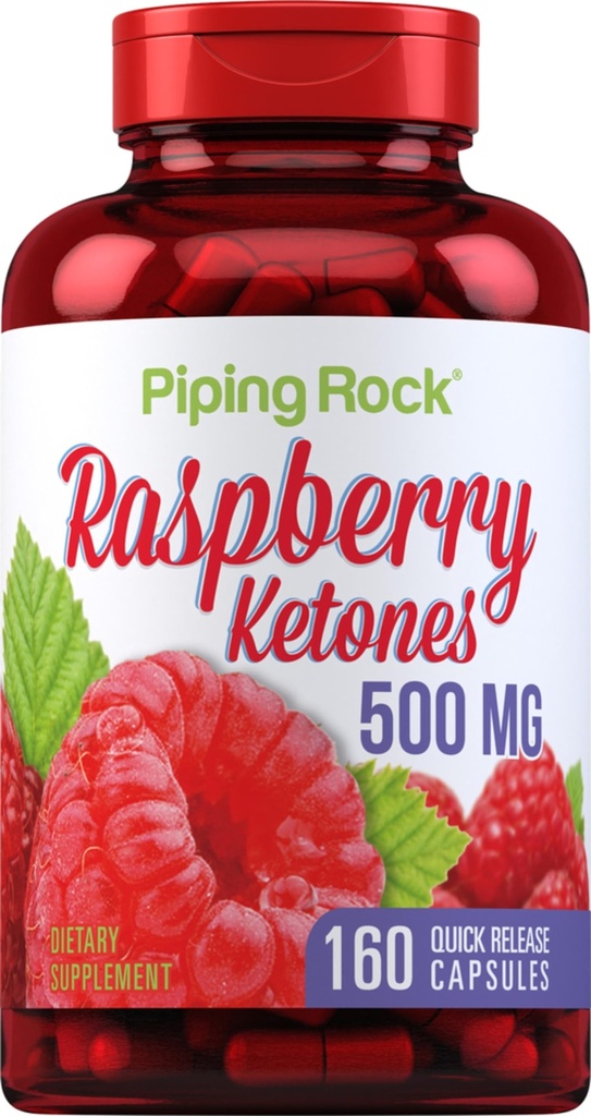 Piping Rock Raspberry Ketones 500mg | 160 캡슐 | 비 GMO 및 글루텐 무료 보충