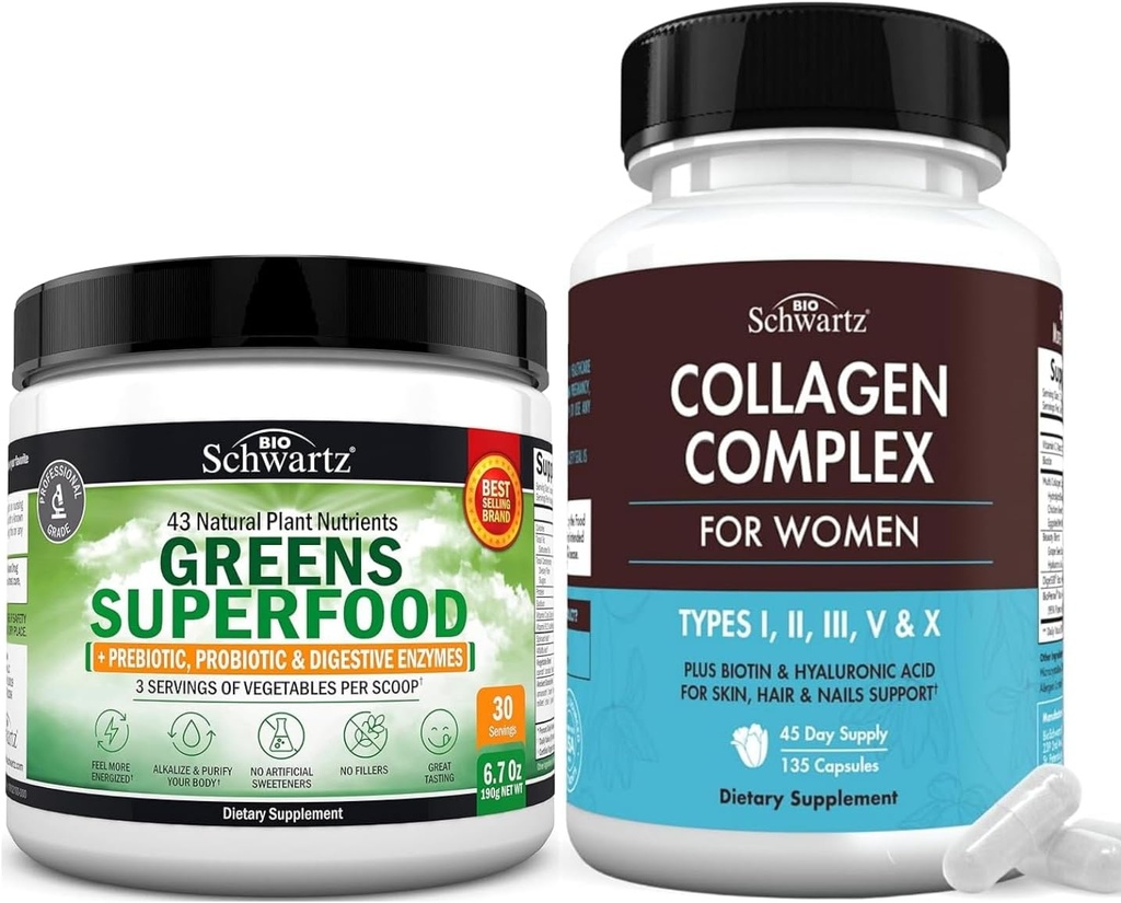 Probiotics Prebiotics 및 Digestive Enzymes (30 서빙) Plus Hydrolyzed Collagen 펩타이드 캡슐 (45 일 공급)