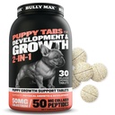 Bully Max 2-in-1 Puppy Vitamins - 30 Puppies의 발달과 성장을 위한 Chewable 정제 - 개 치료, 작은 개를 위한 비타민 & 보충교재 & 큰 Breed 성장 Pups - 음식 Topper로 사용될 수 있습니다
