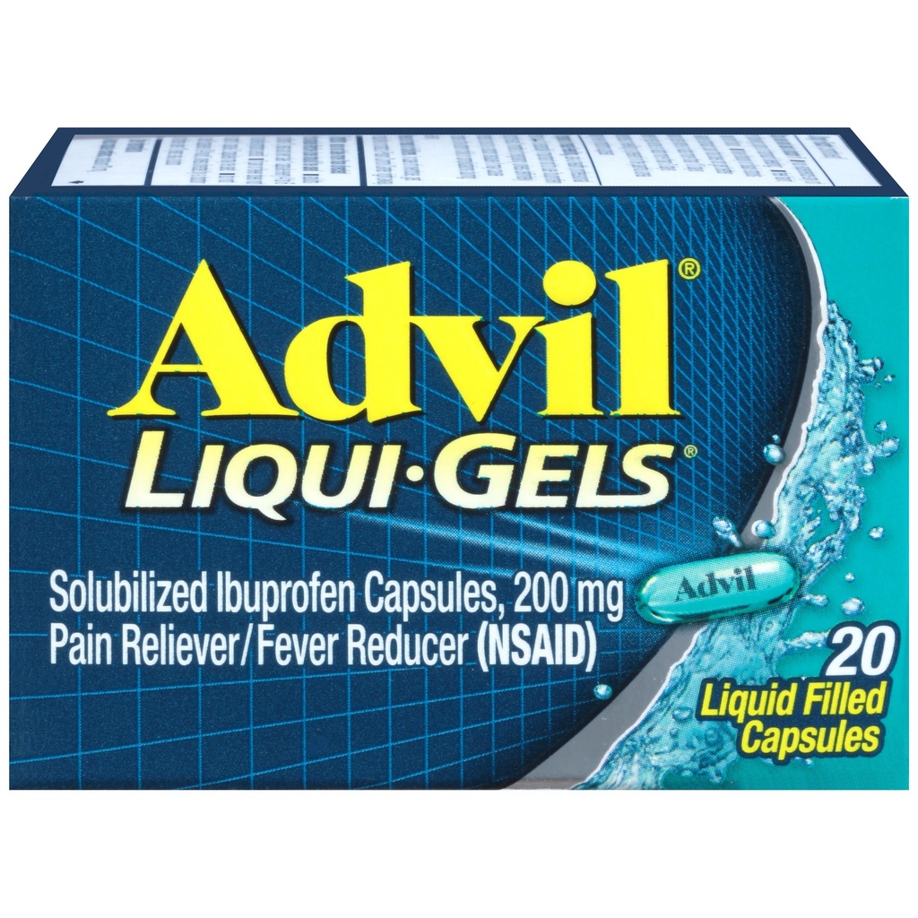 Advil Liqui-Gels Pain Reliever와 Fever Reducer, 두통, 허리 통증, 생리통 및 관절 통증 완화를위한 Ibuprofen 200mg 성인을위한 통증 의학 - 20 액체 채워진 캡슐