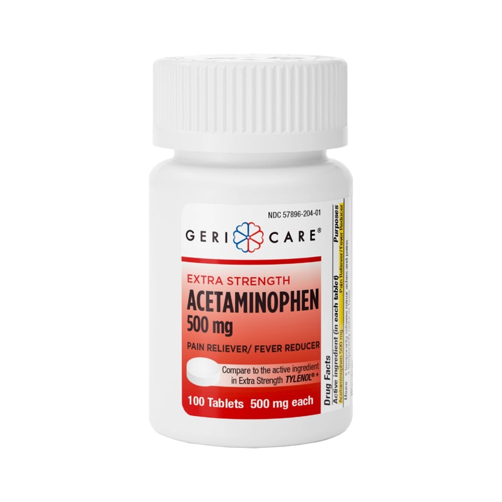 GeriCare 여분 힘 Acetaminophen 고통 구호 Fever 흡진기 정제, 힘 500mg 정제 | 합동, 근육, 관절염, 뒤 고통 구호 100 조사 (1의 포장)